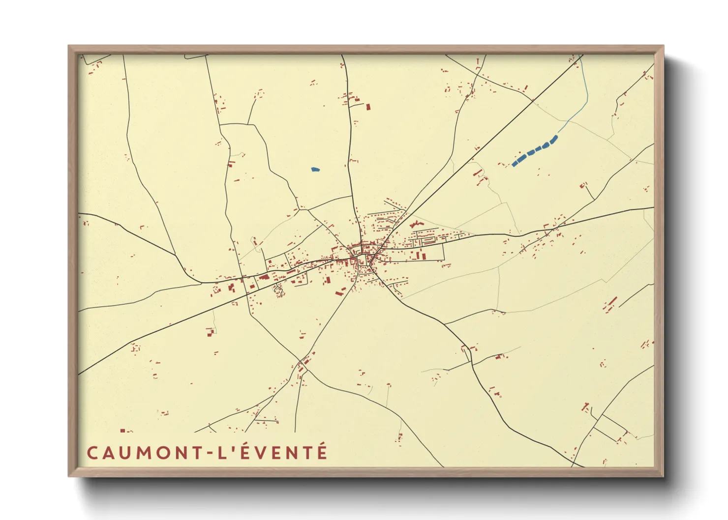 Une affiche de carte sur Caumont-l'Éventé