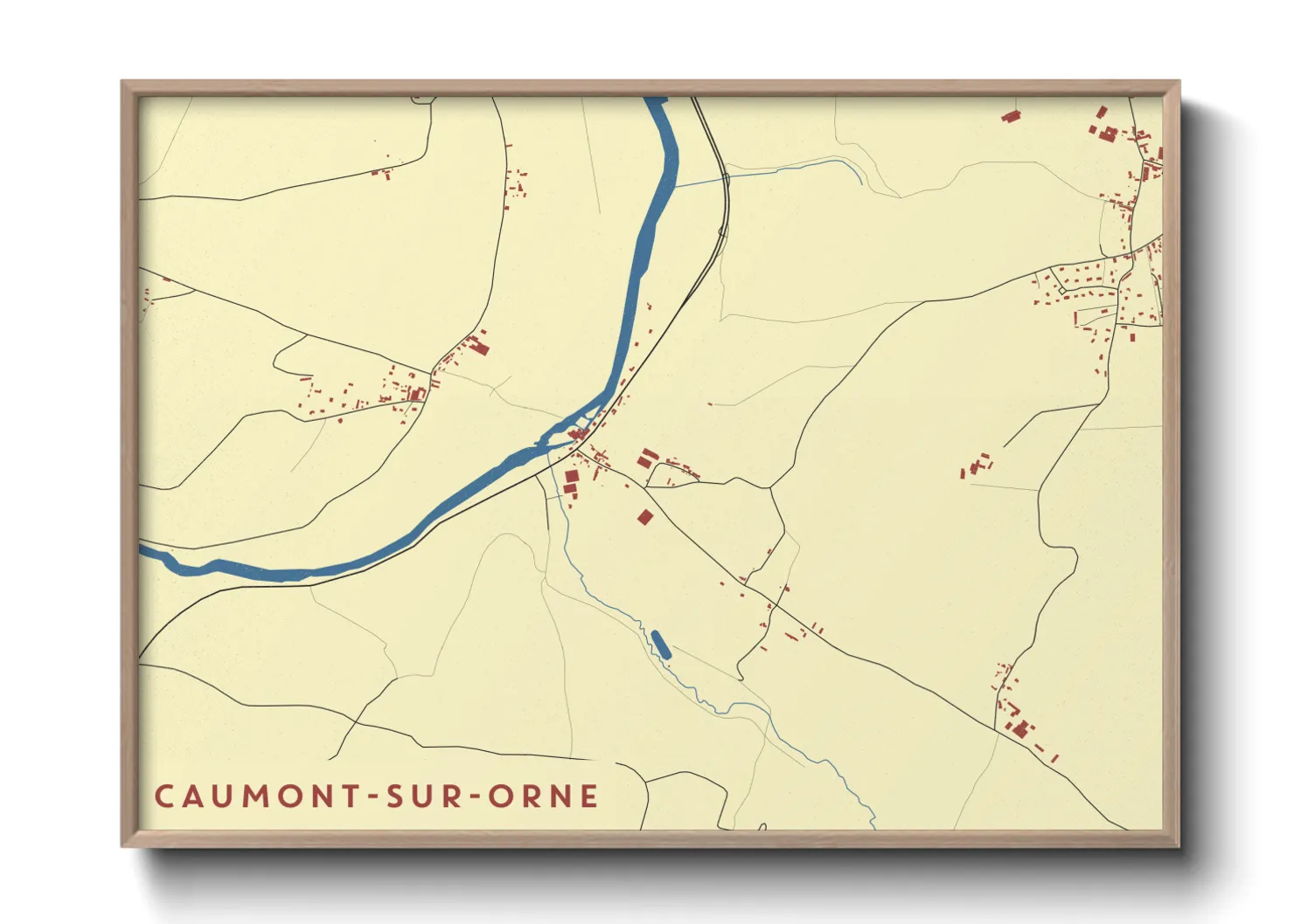 Une affiche de carte sur Caumont-sur-Orne