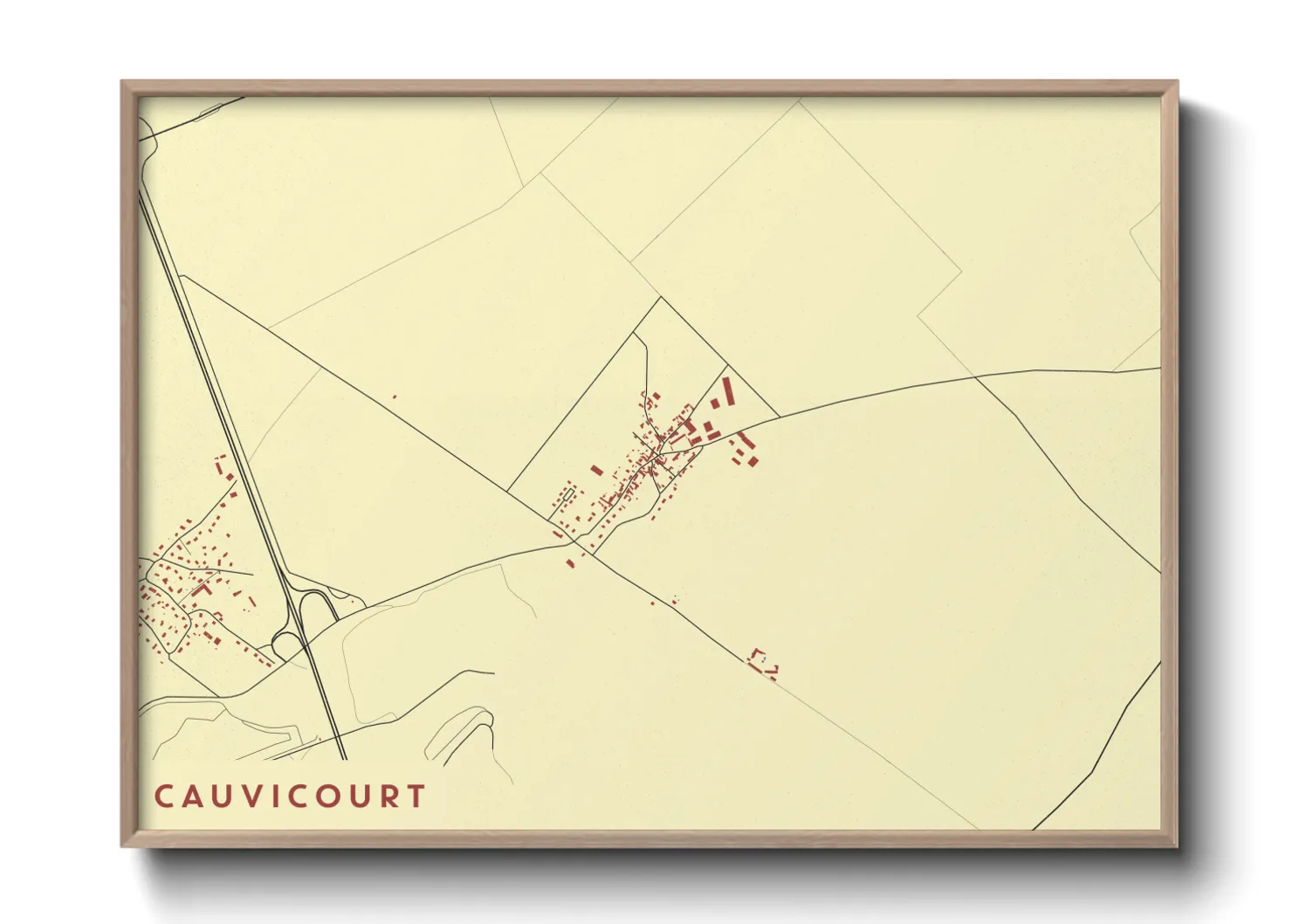Une affiche de carte sur Cauvicourt