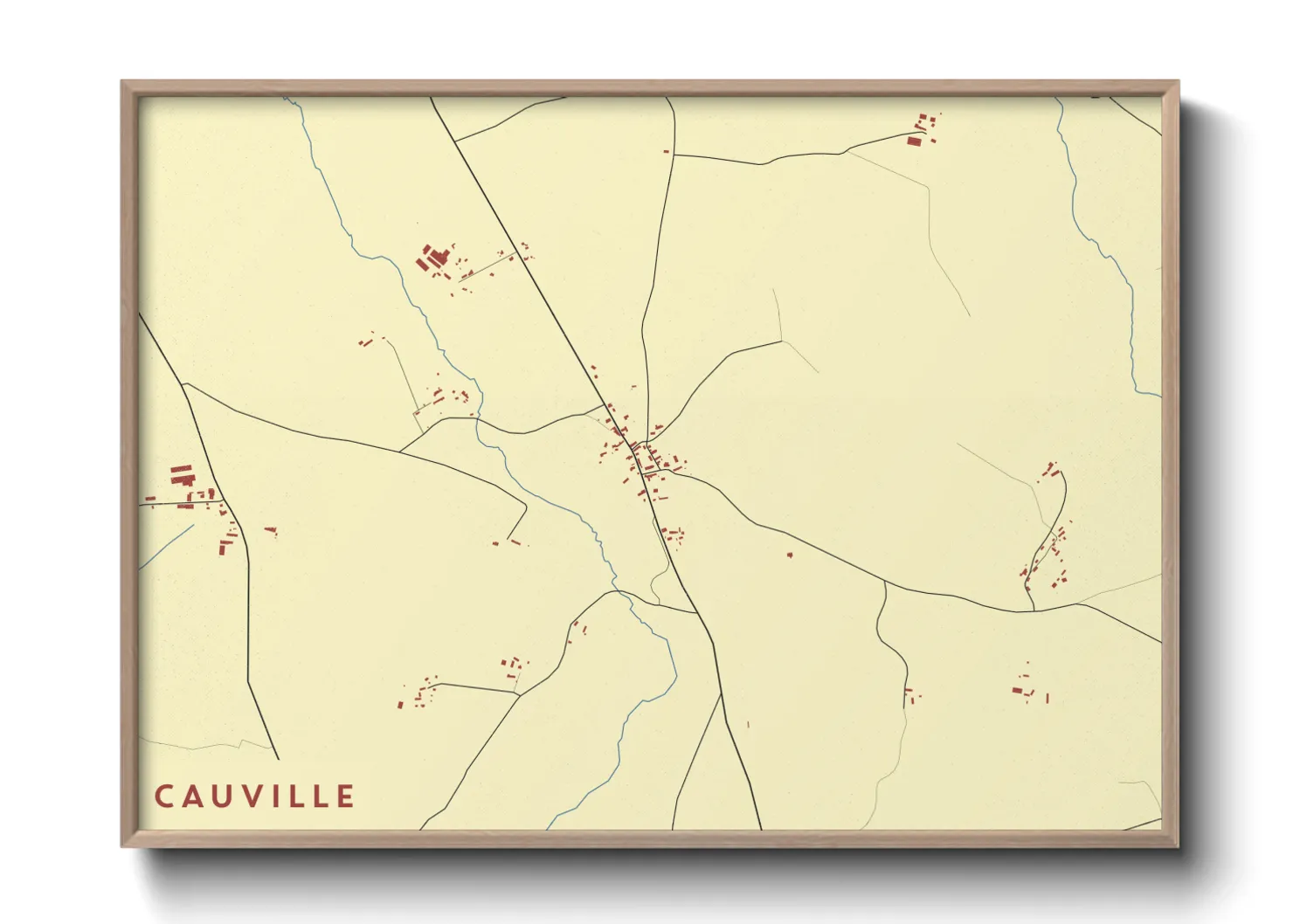 Une affiche de carte sur Cauville