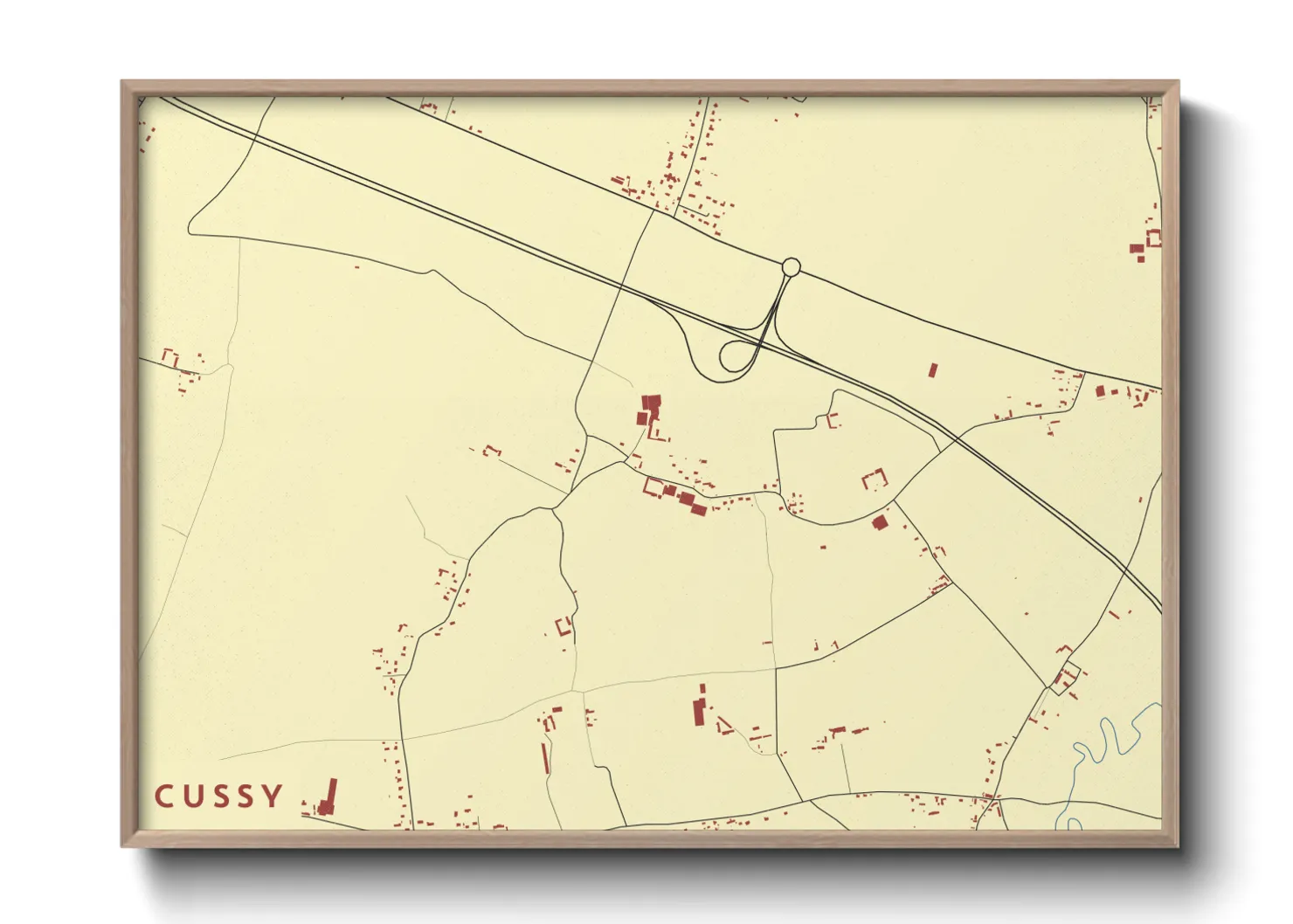 Une affiche de carte sur Cussy