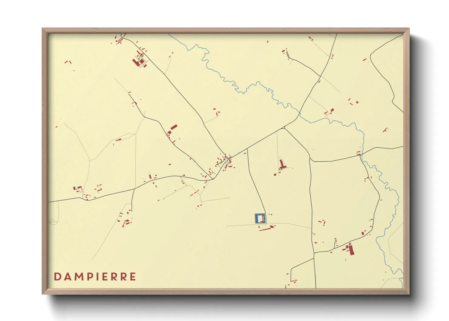 Une affiche de carte sur Dampierre