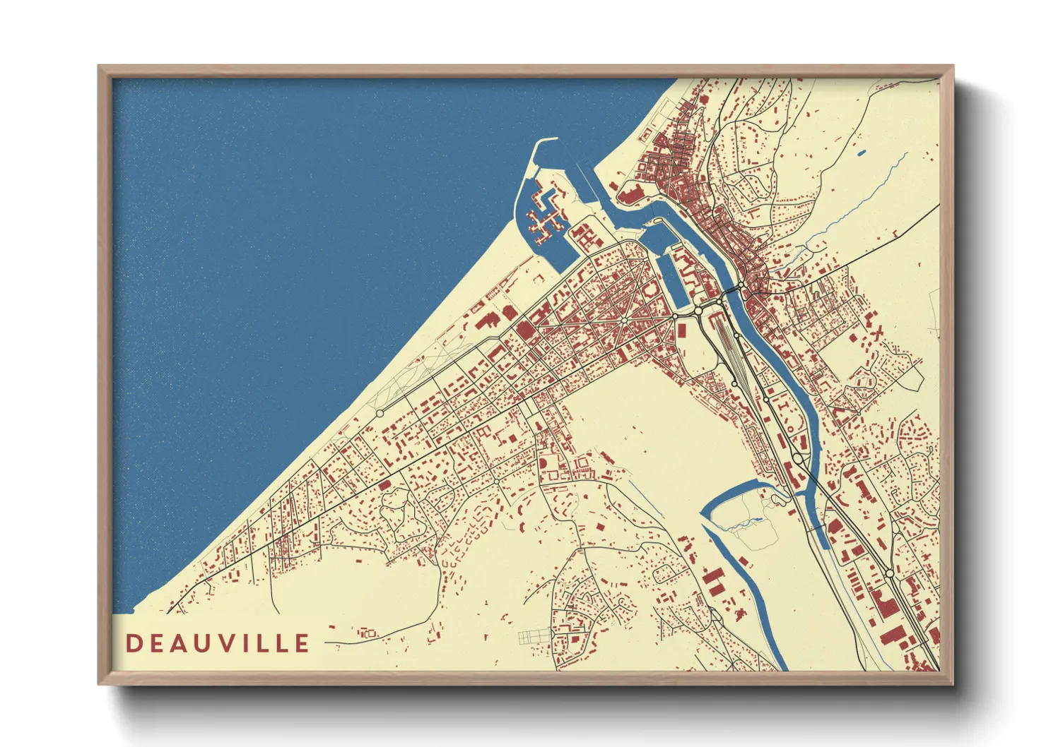 Une affiche de carte sur Deauville