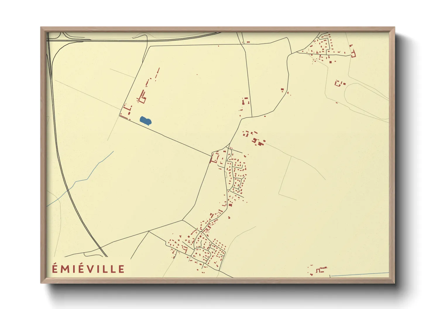 Une affiche de carte sur Émiéville