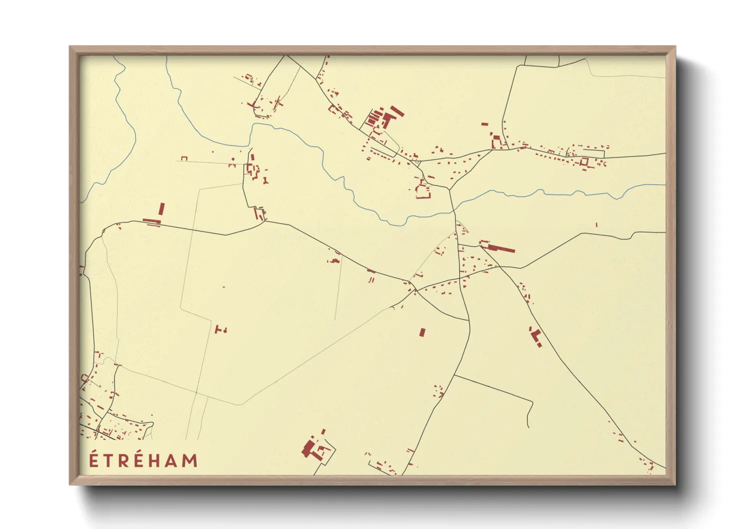 Une affiche de carte sur Étréham