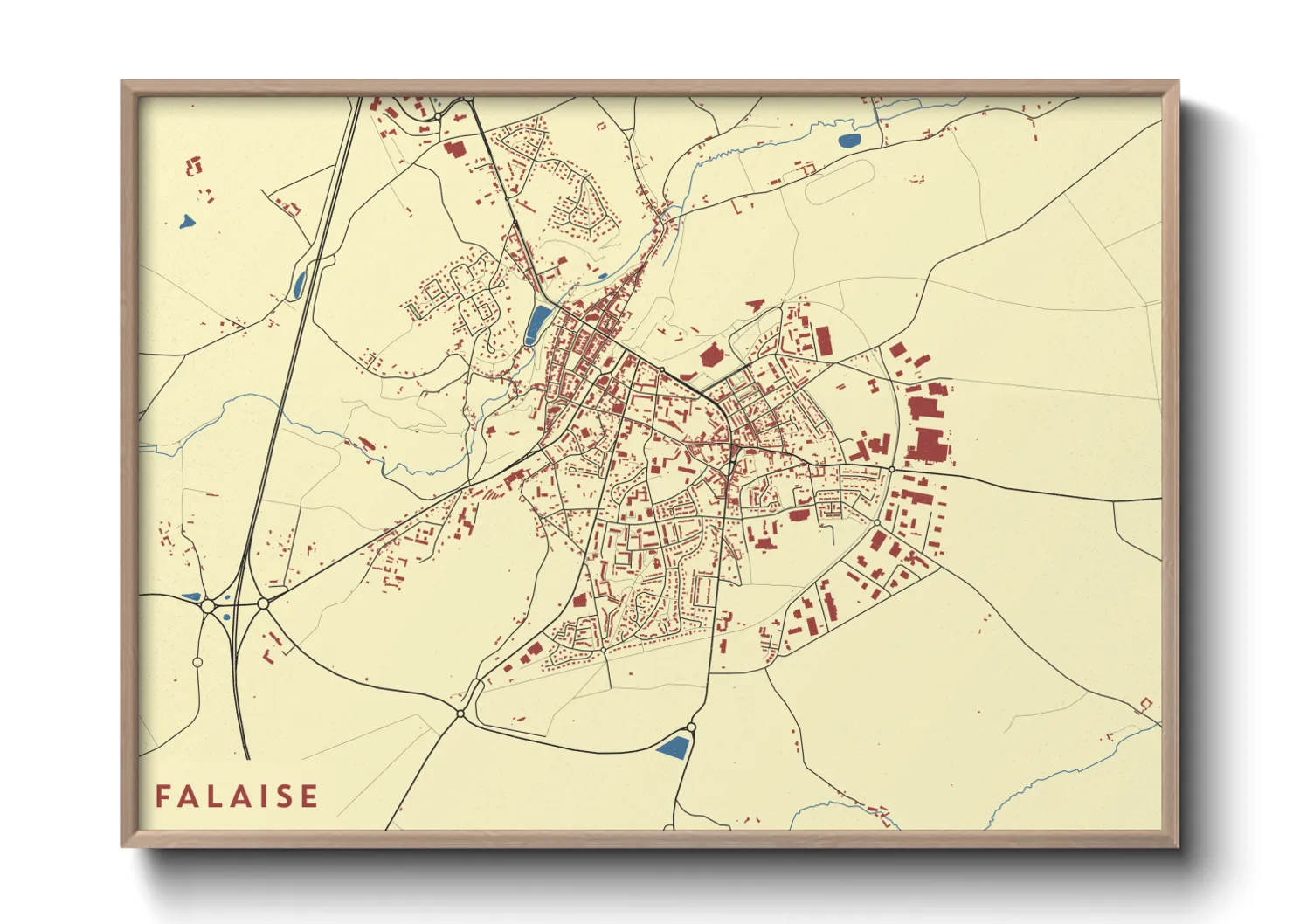 Une affiche de carte sur Falaise