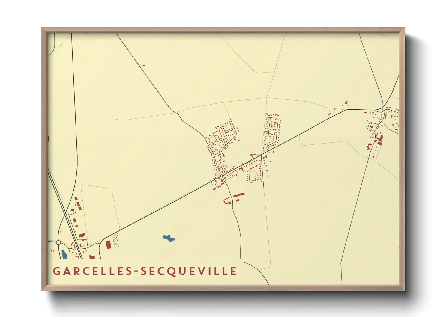 Une affiche de carte sur Garcelles-Secqueville