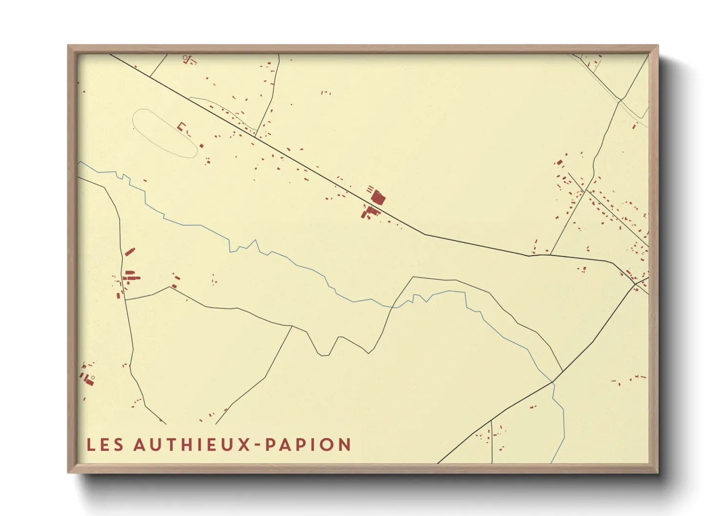 Une affiche de carte sur Les Authieux-Papion