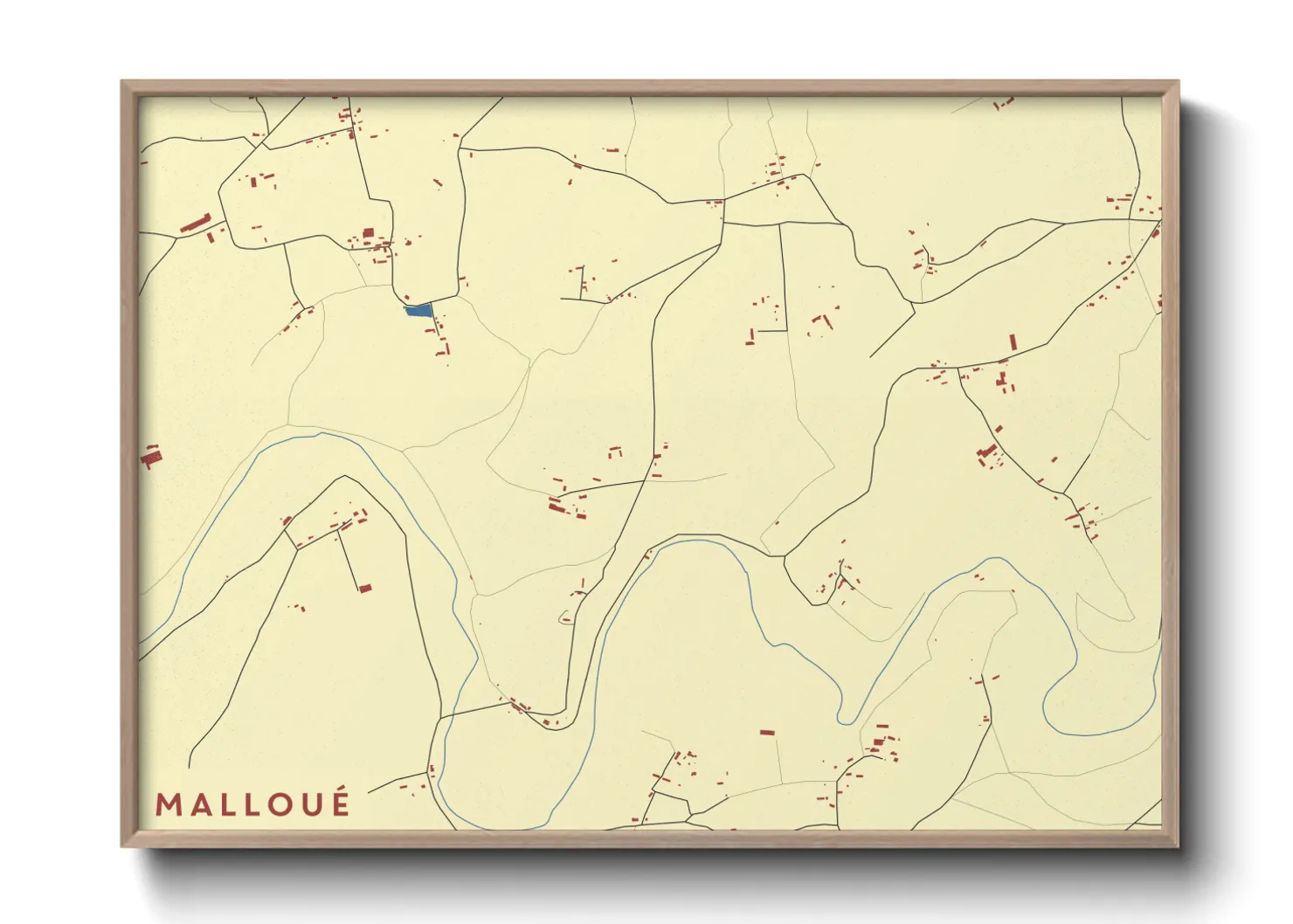 Une affiche de carte sur Malloué