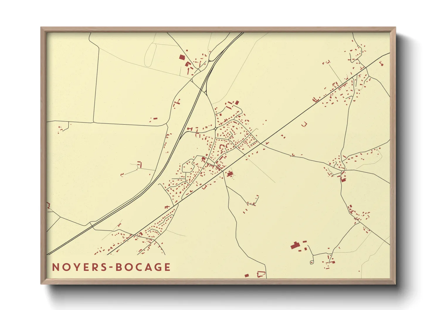 Une affiche de carte sur Noyers-Bocage