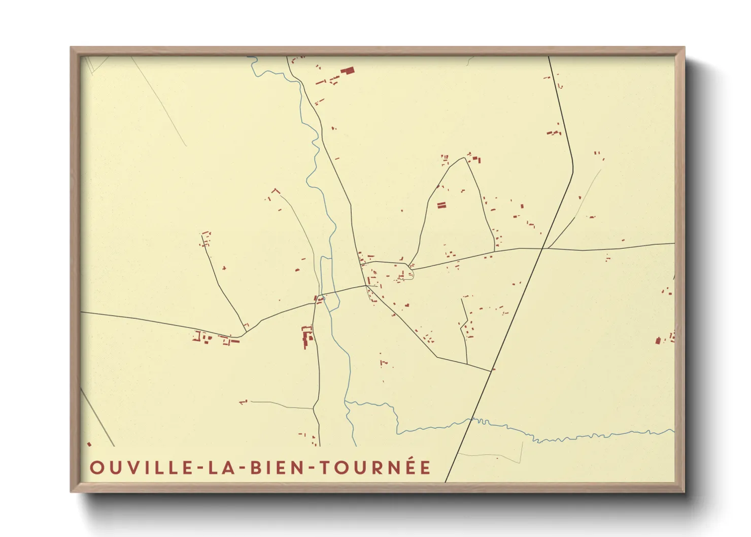 Une affiche de carte sur Ouville-la-Bien-Tournée