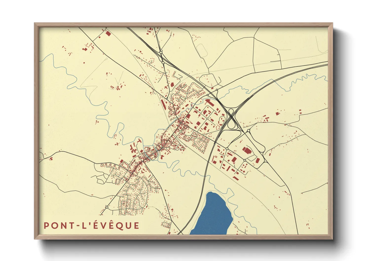 Une affiche de carte sur Pont-l'Évêque