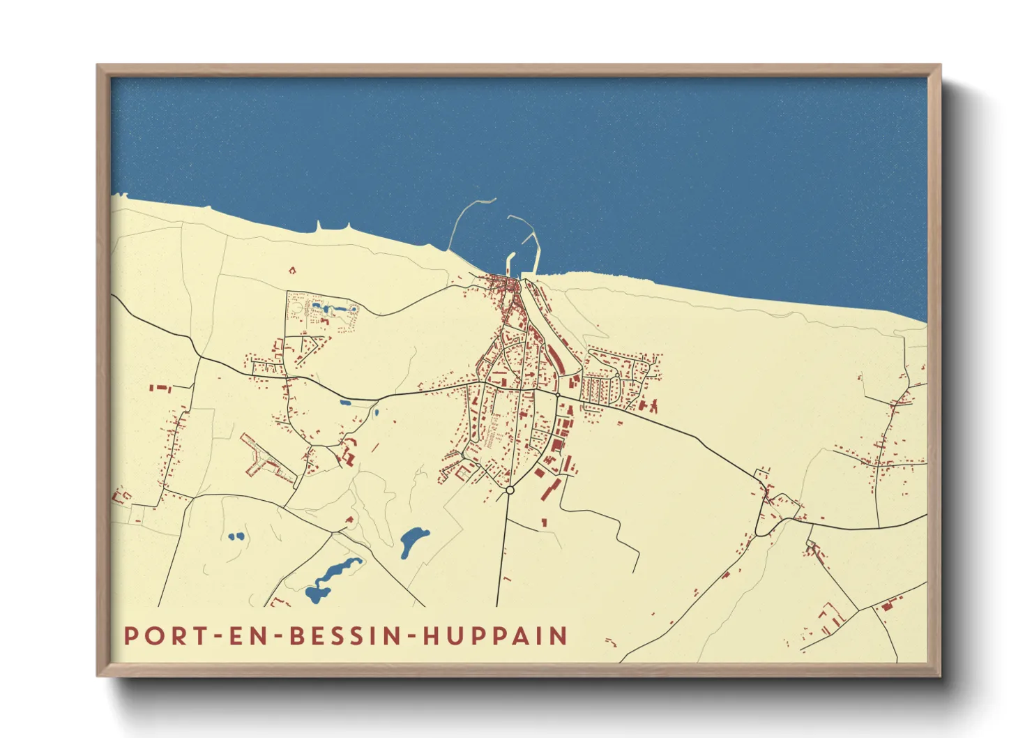Une affiche de carte sur Port-en-Bessin-Huppain