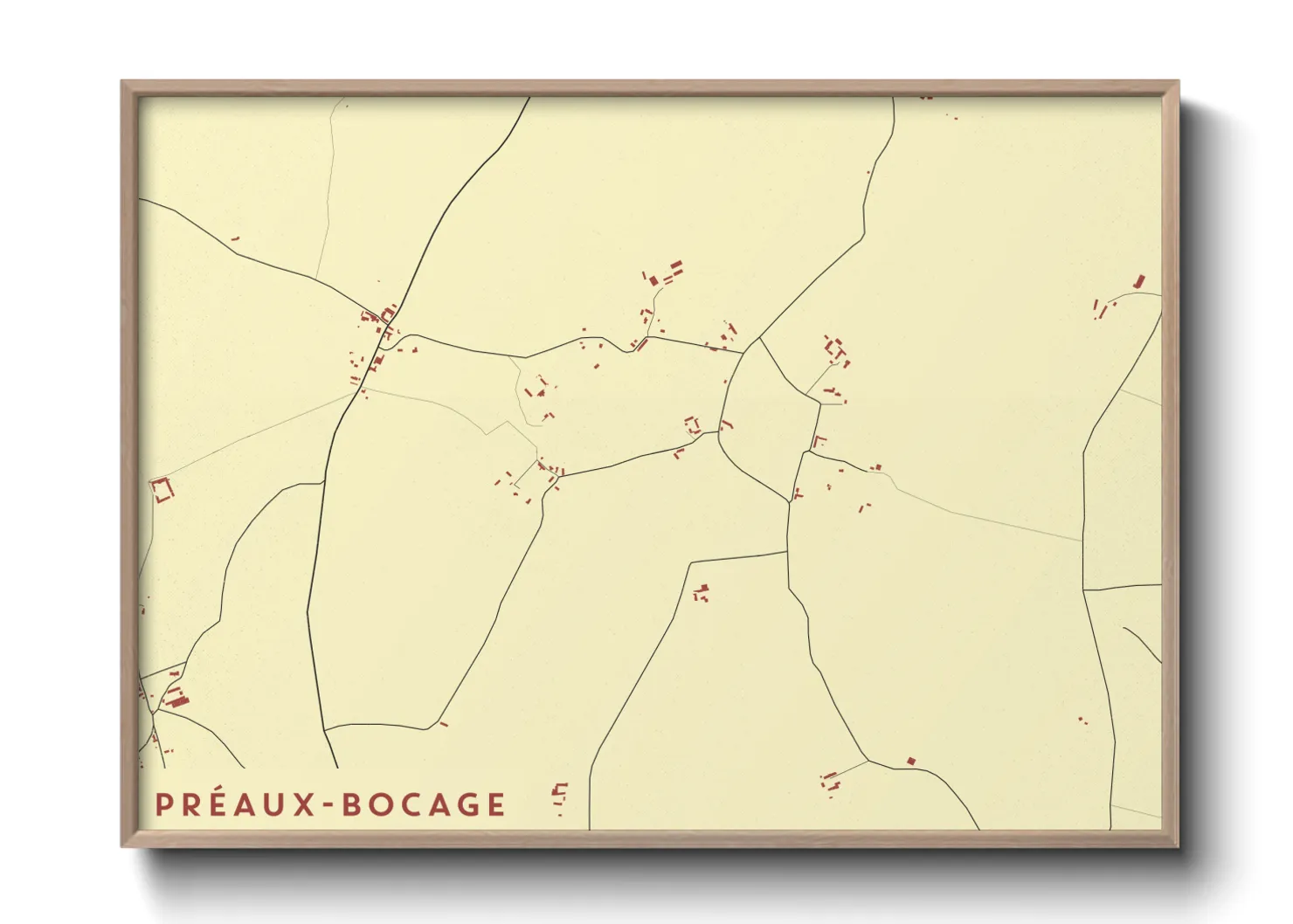 Une affiche de carte sur Préaux-Bocage