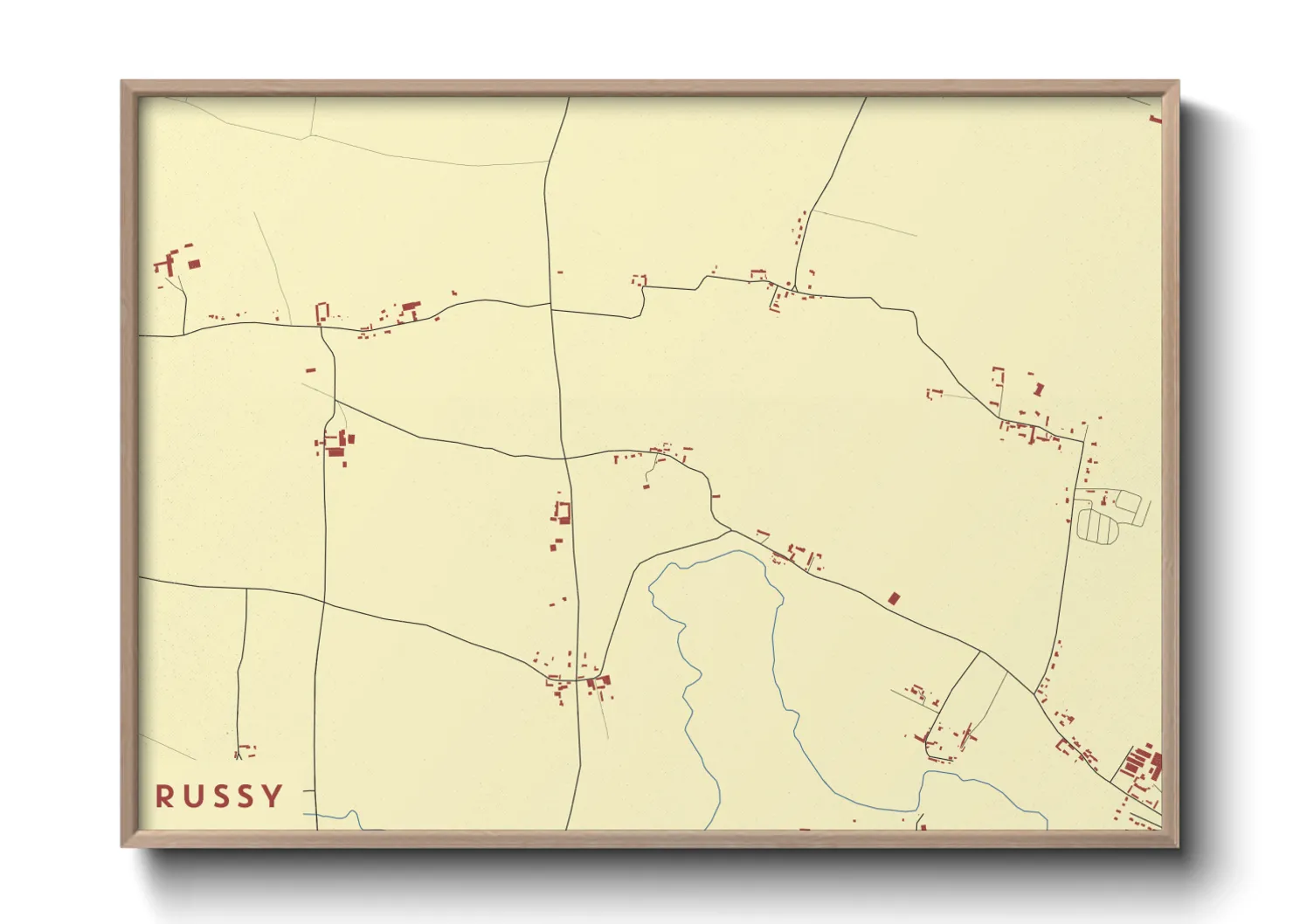 Une affiche de carte sur Russy