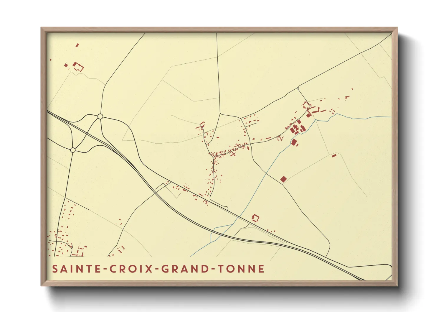 Une affiche de carte sur Sainte-Croix-Grand-Tonne
