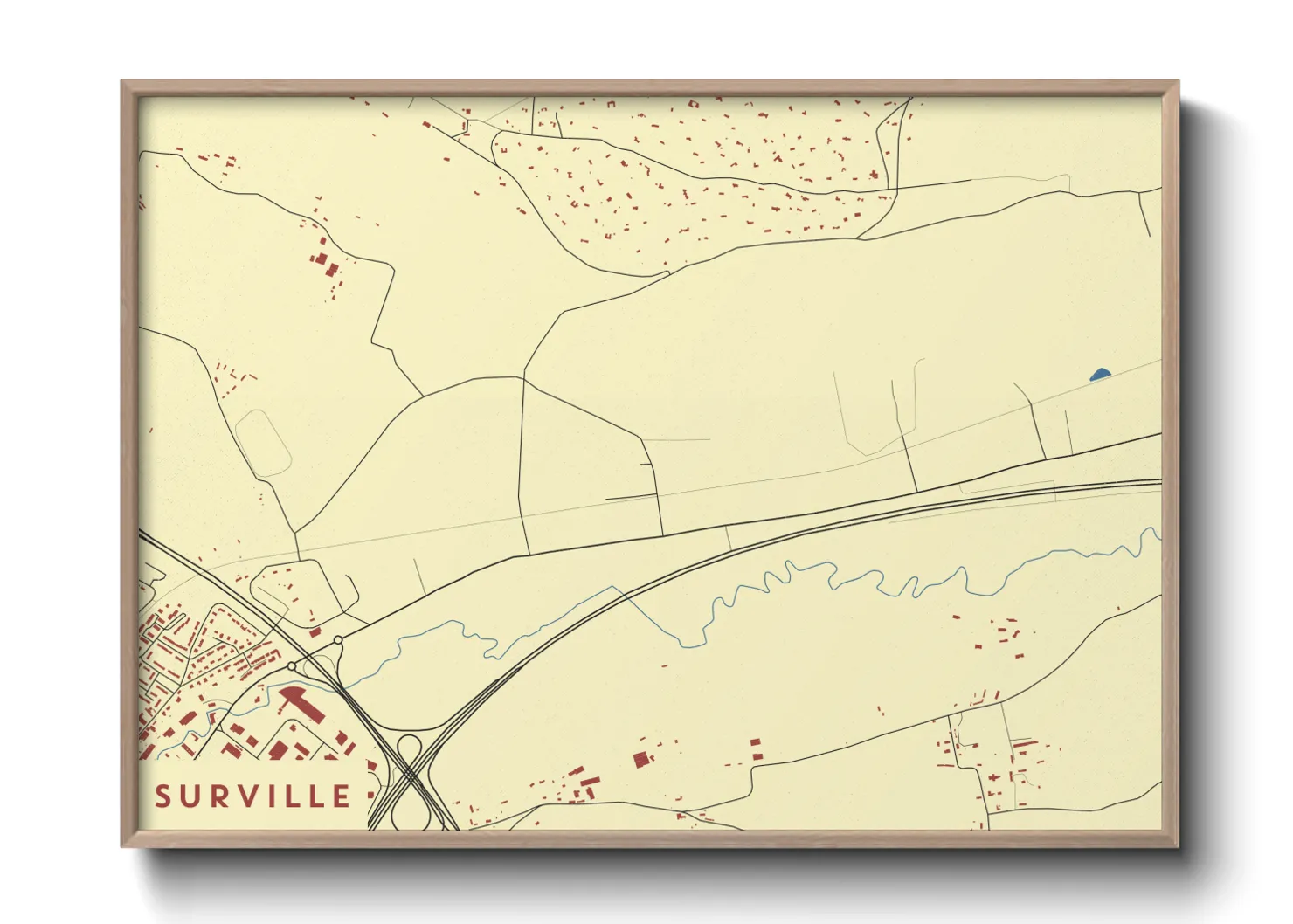 Une affiche de carte sur Surville