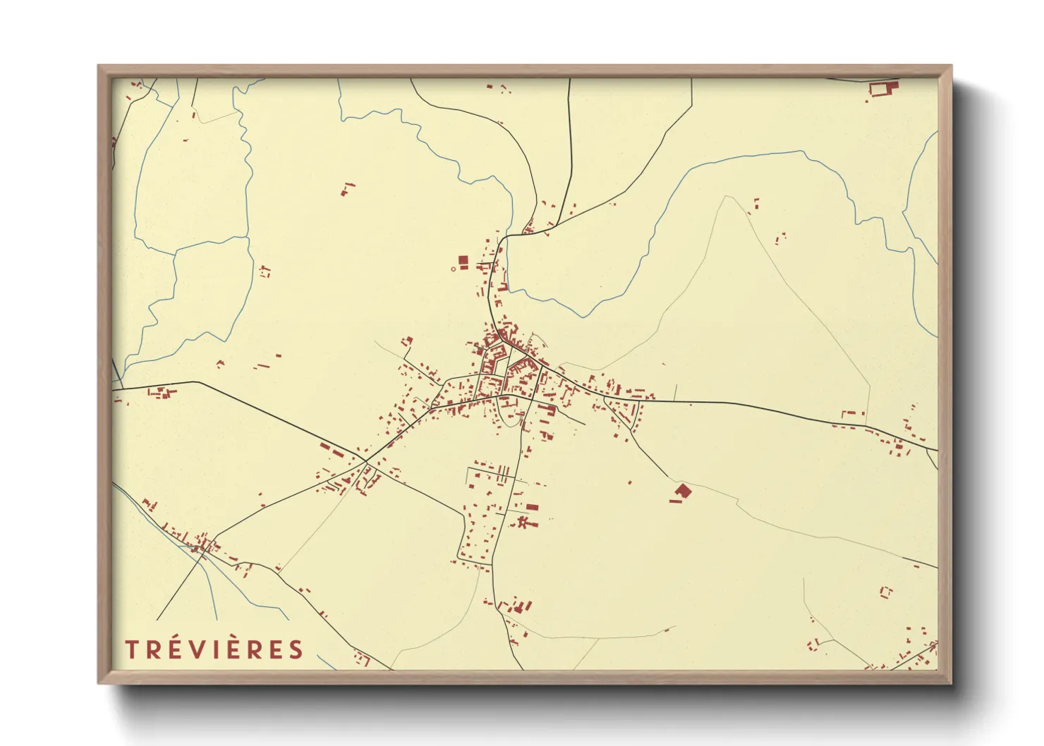 Une affiche de carte sur Trévières
