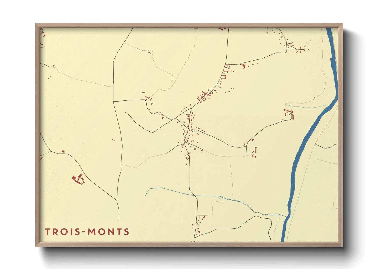 Une affiche de carte sur Trois-Monts