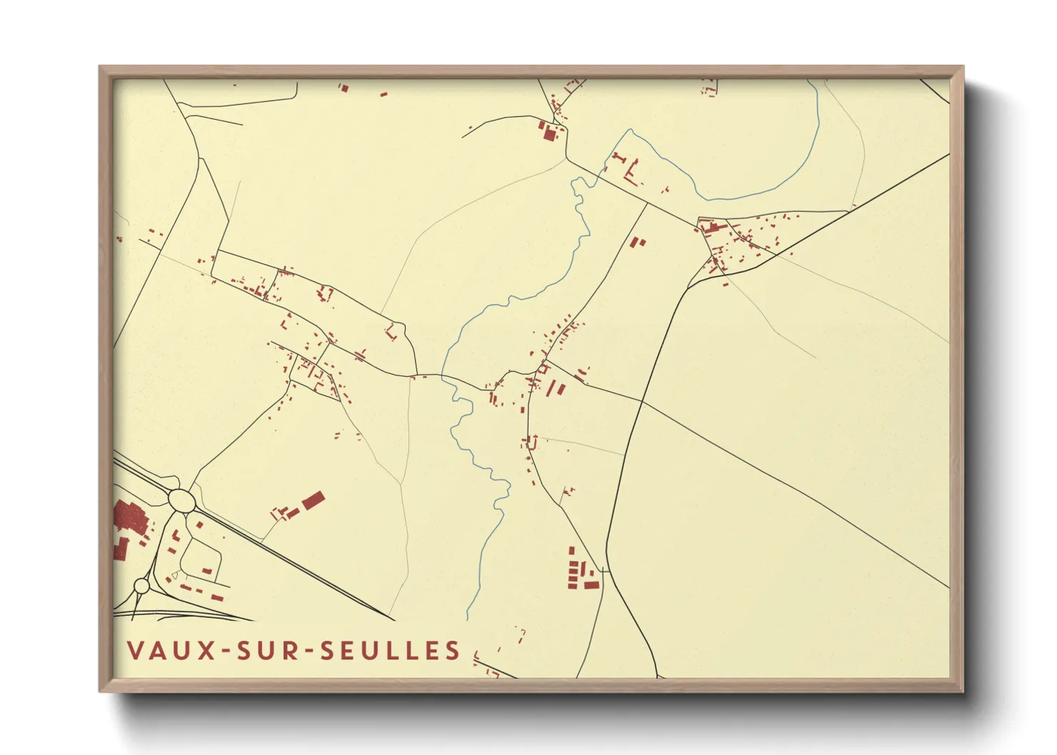 Une affiche de carte sur Vaux-sur-Seulles