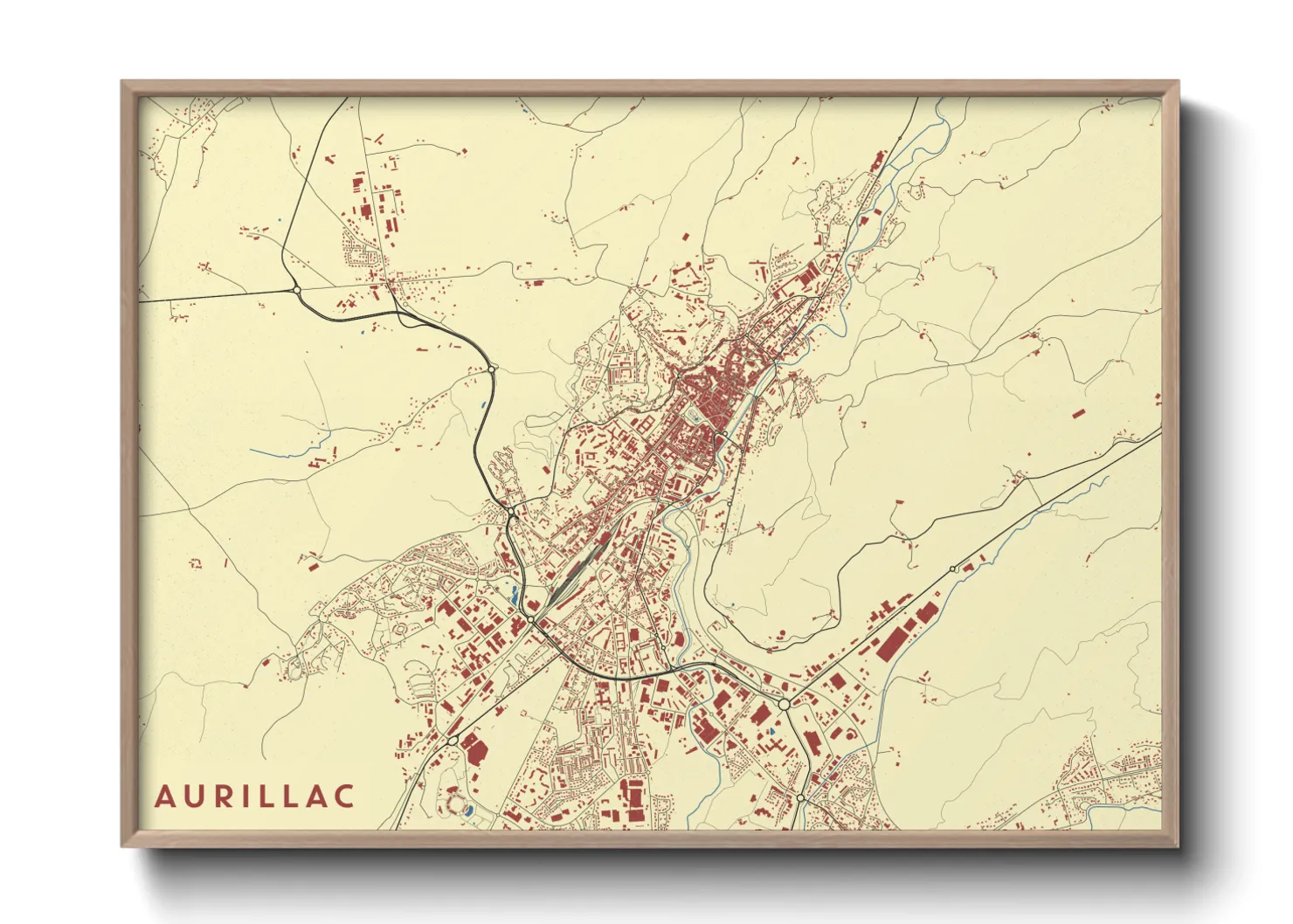 Une affiche de carte sur Aurillac
