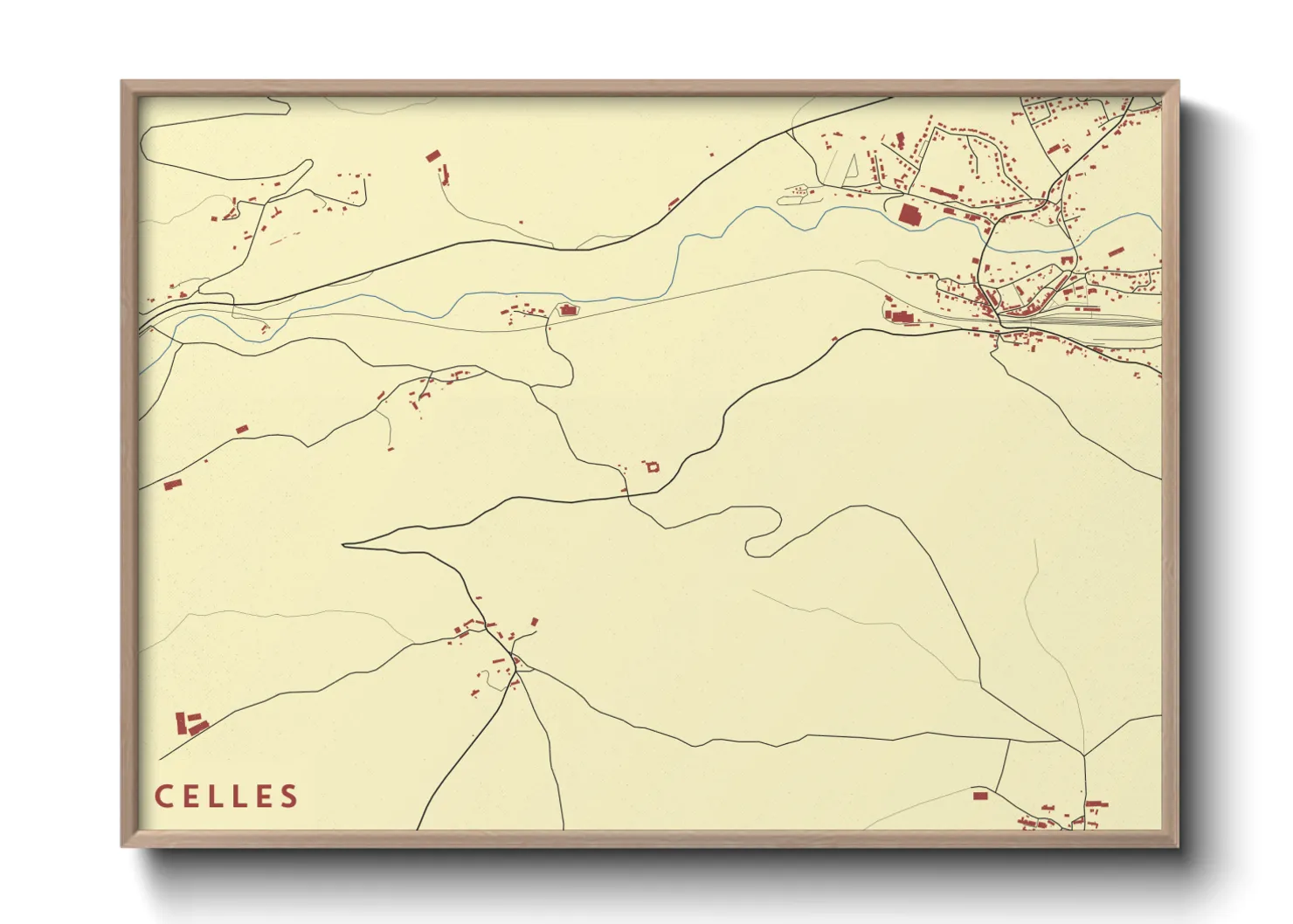 Une affiche de carte sur Celles