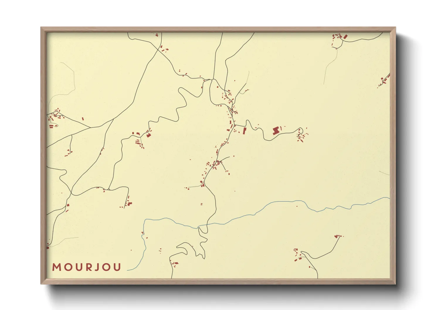 Une affiche de carte sur Mourjou