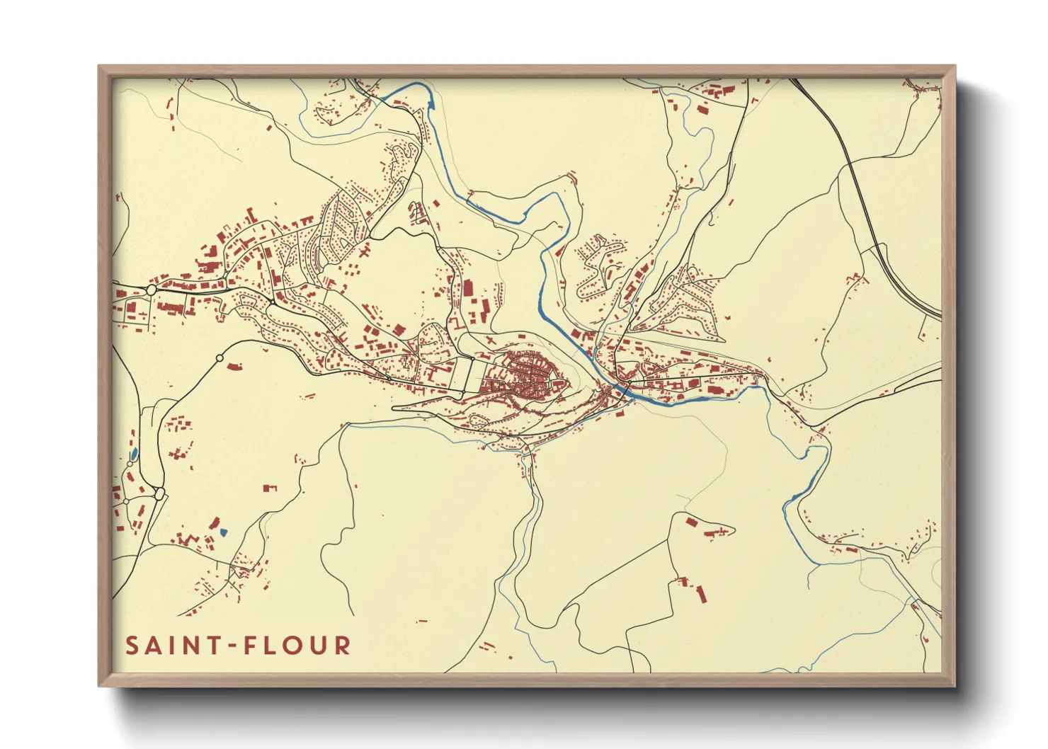 Une affiche de carte sur Saint-Flour