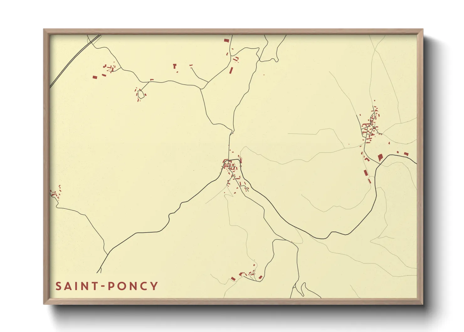Une affiche de carte sur Saint-Poncy