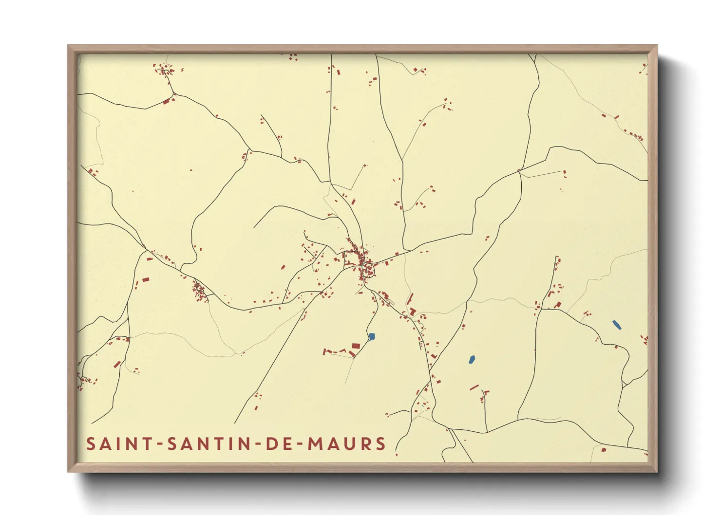 Une affiche de carte sur Saint-Santin-de-Maurs