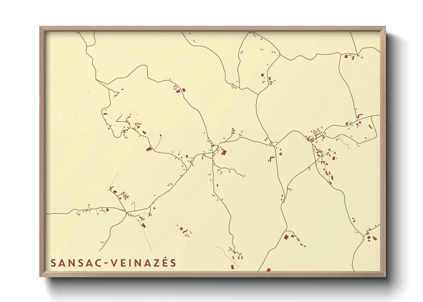 Une affiche de carte sur Sansac-Veinazés