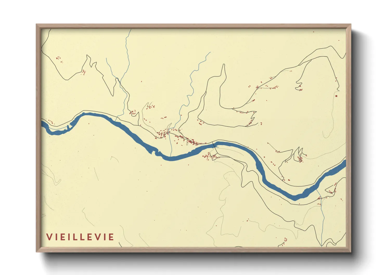 Une affiche de carte sur Vieillevie