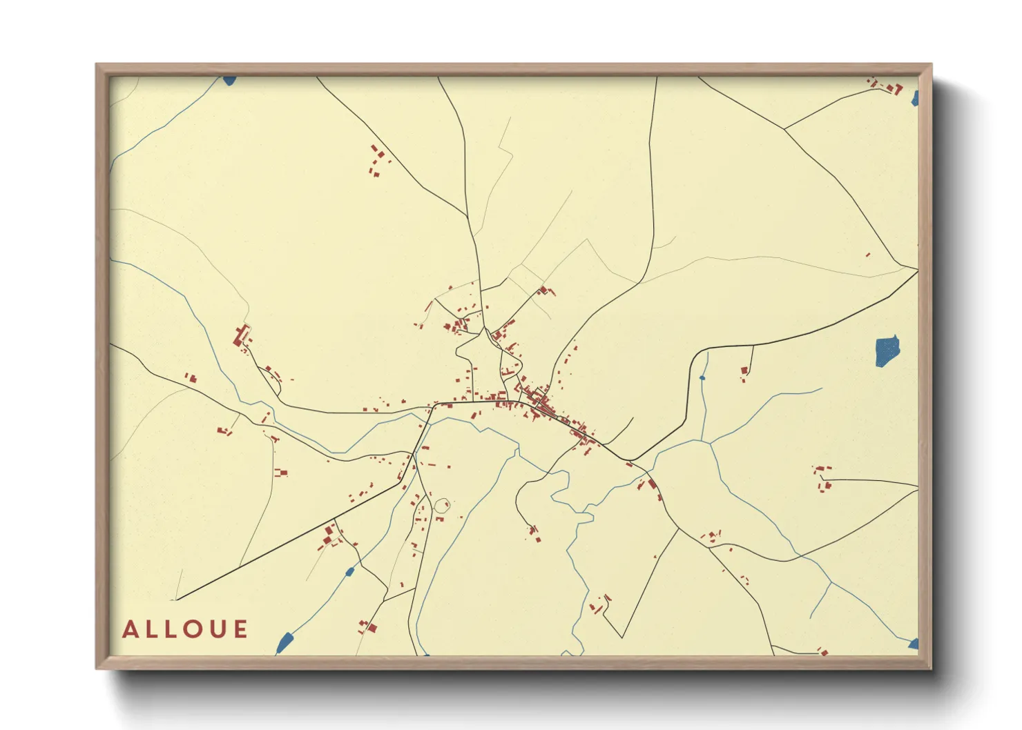 Une affiche de carte sur Alloue