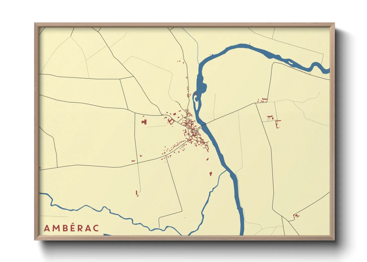 Une affiche de carte sur Ambérac