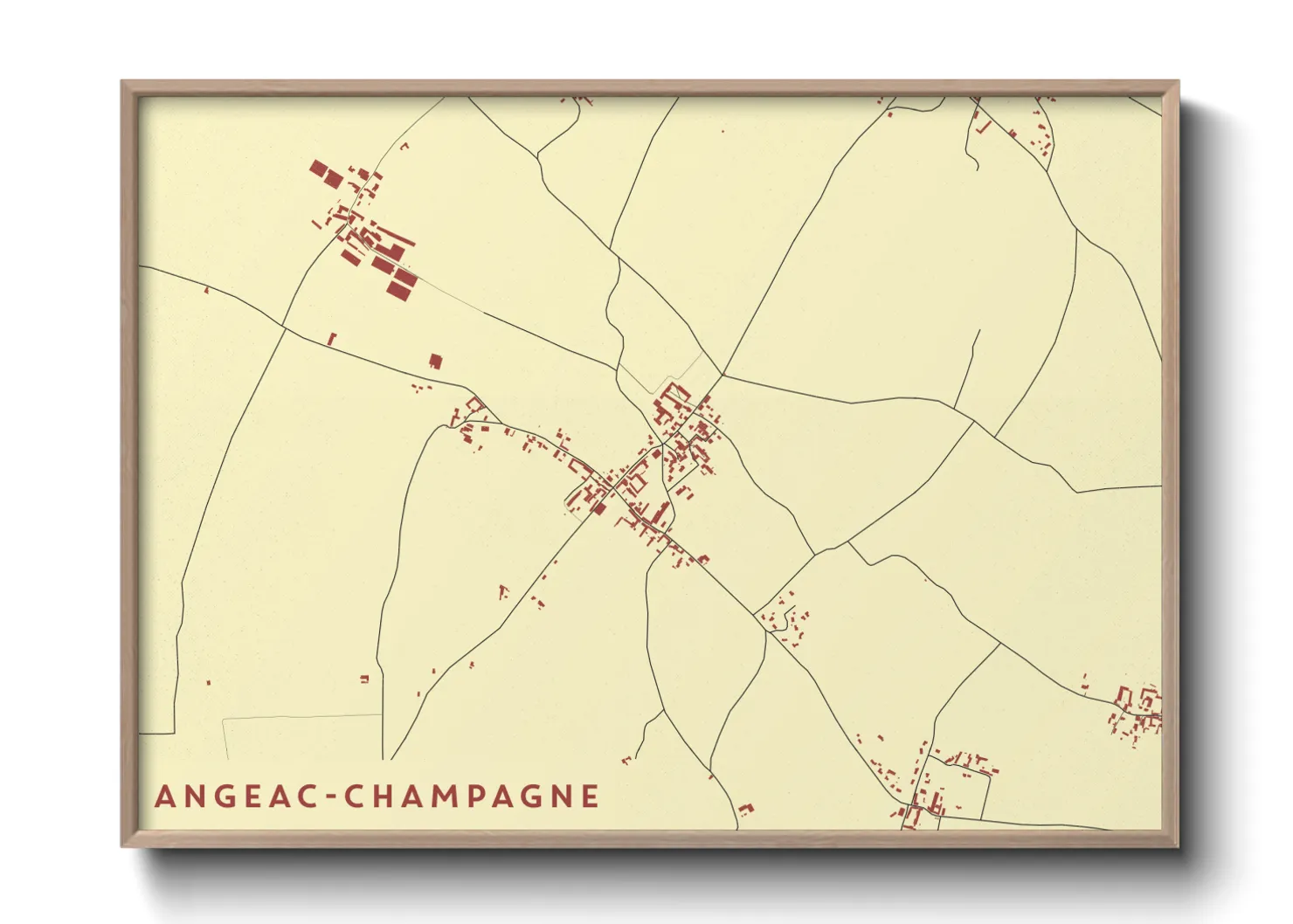 Une affiche de carte sur Angeac-Champagne