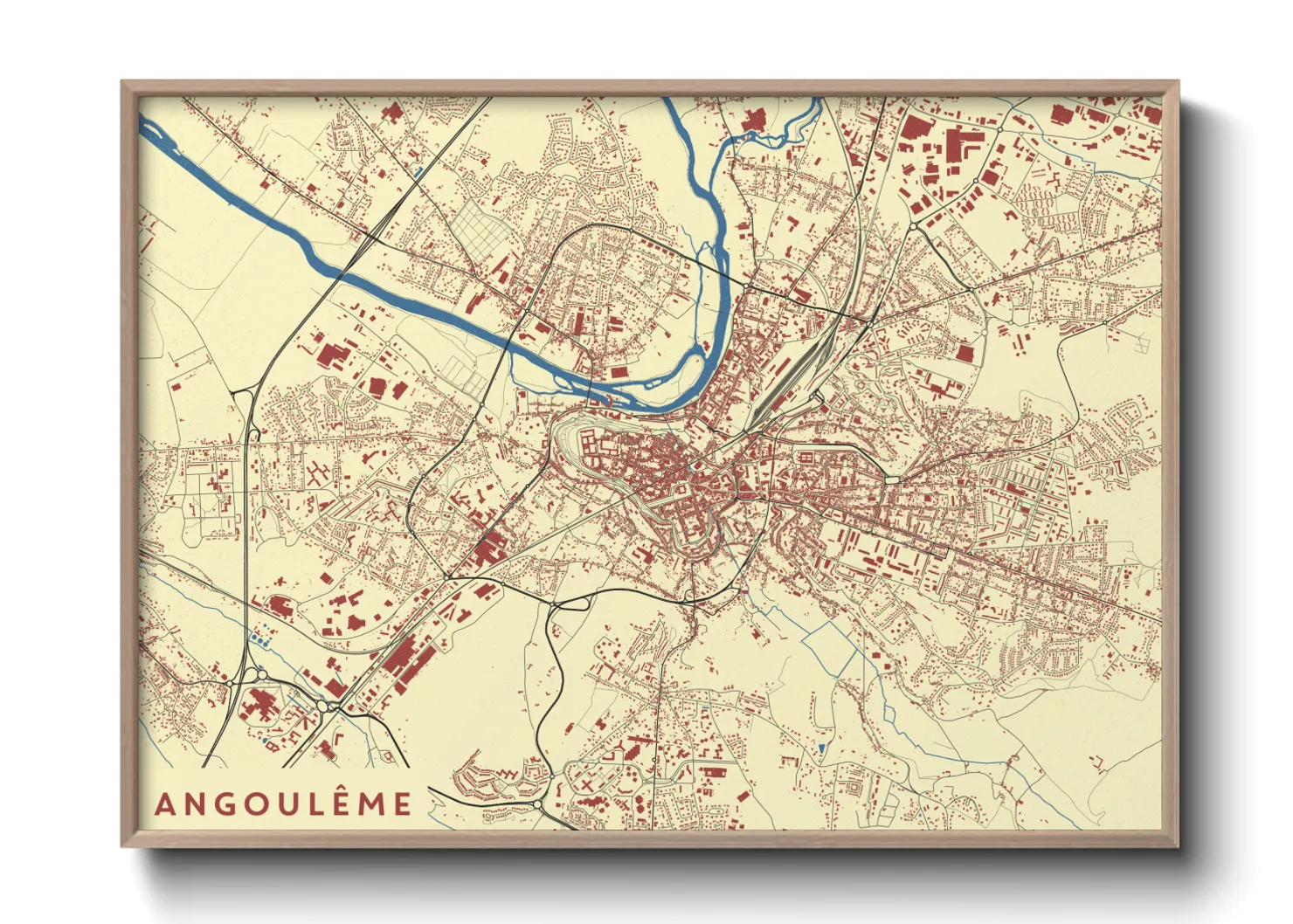 Une affiche de carte sur Angoulême