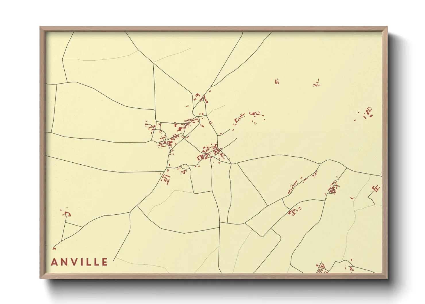 Une affiche de carte sur Anville