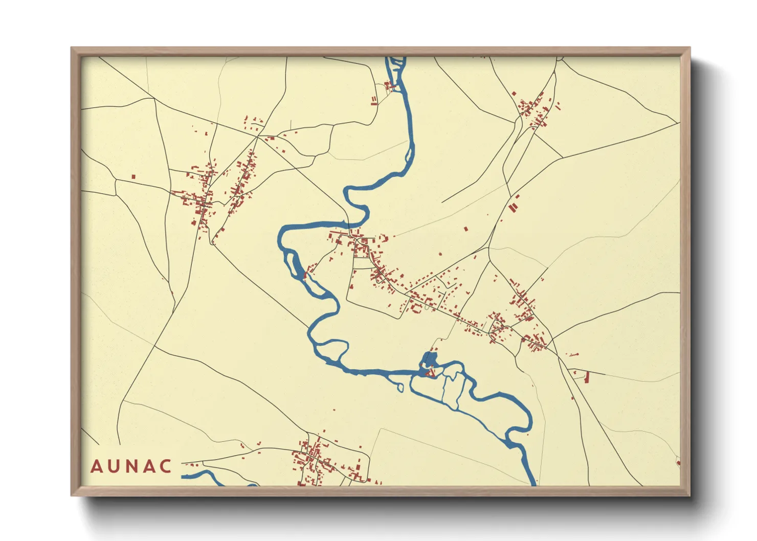 Une affiche de carte sur Aunac
