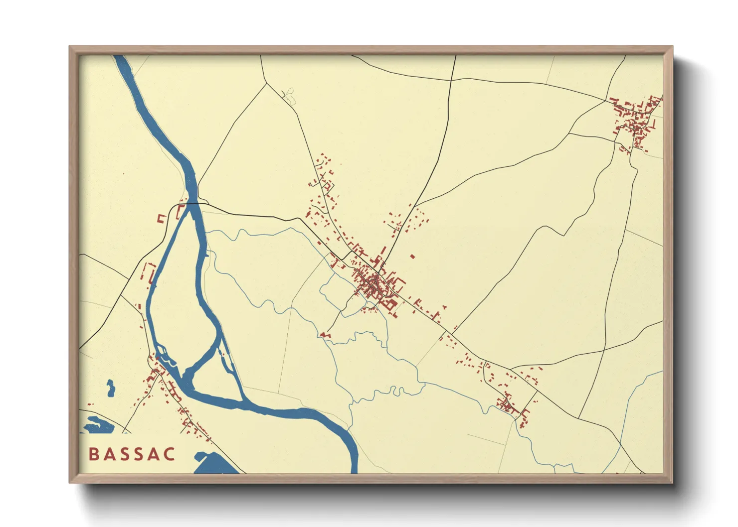 Une affiche de carte sur Bassac