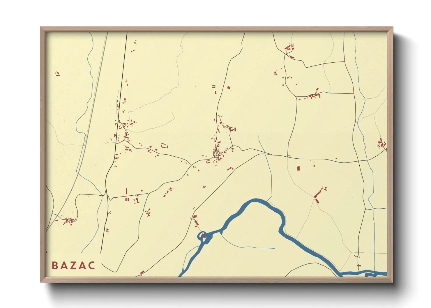 Une affiche de carte sur Bazac