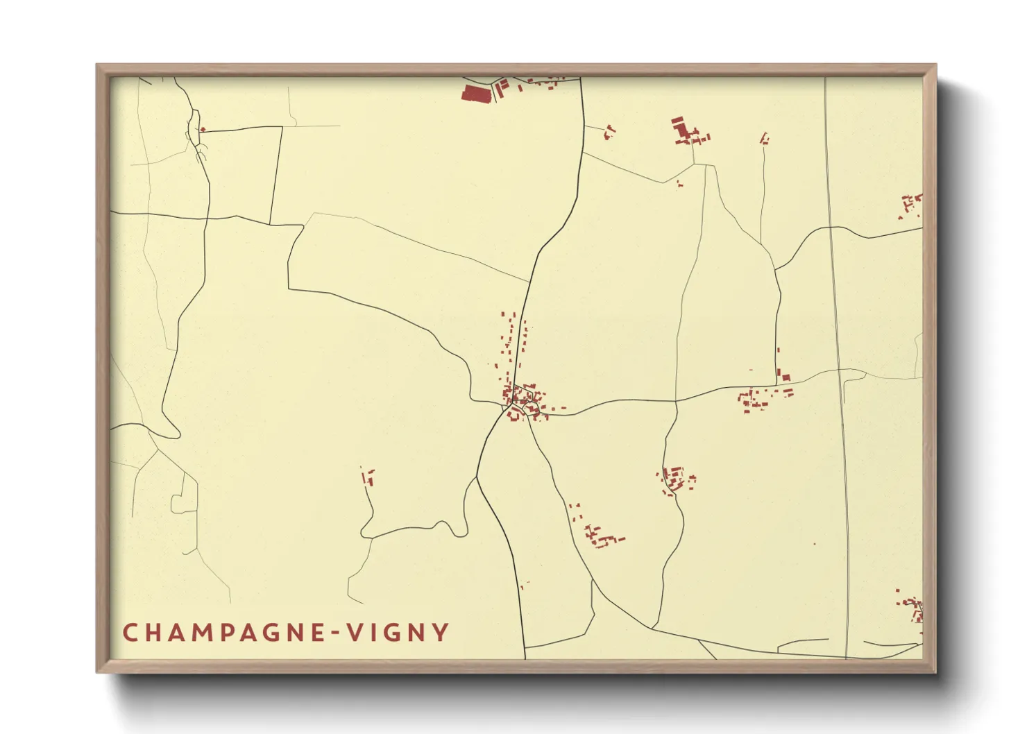 Une affiche de carte sur Champagne-Vigny