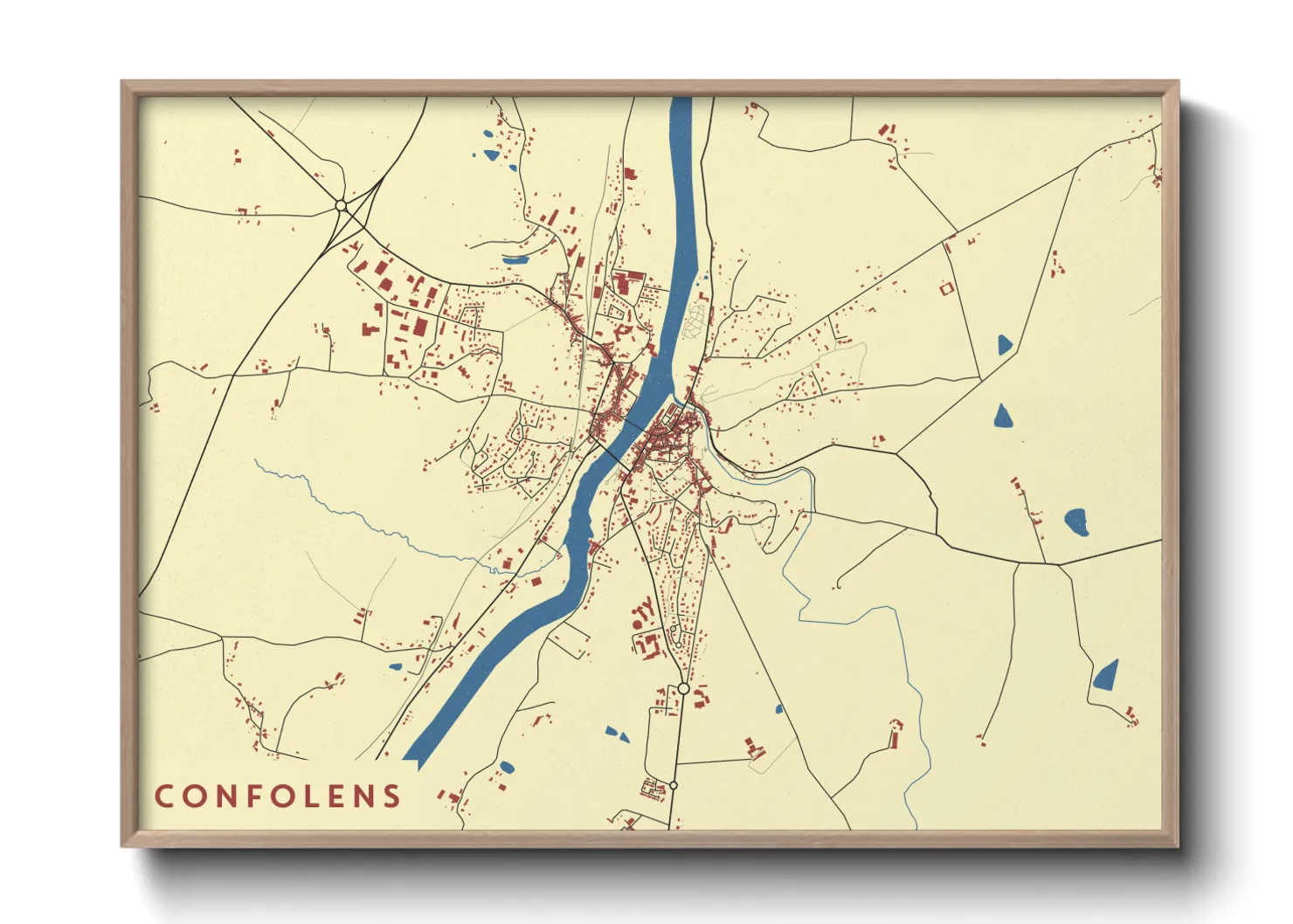 Une affiche de carte sur Confolens