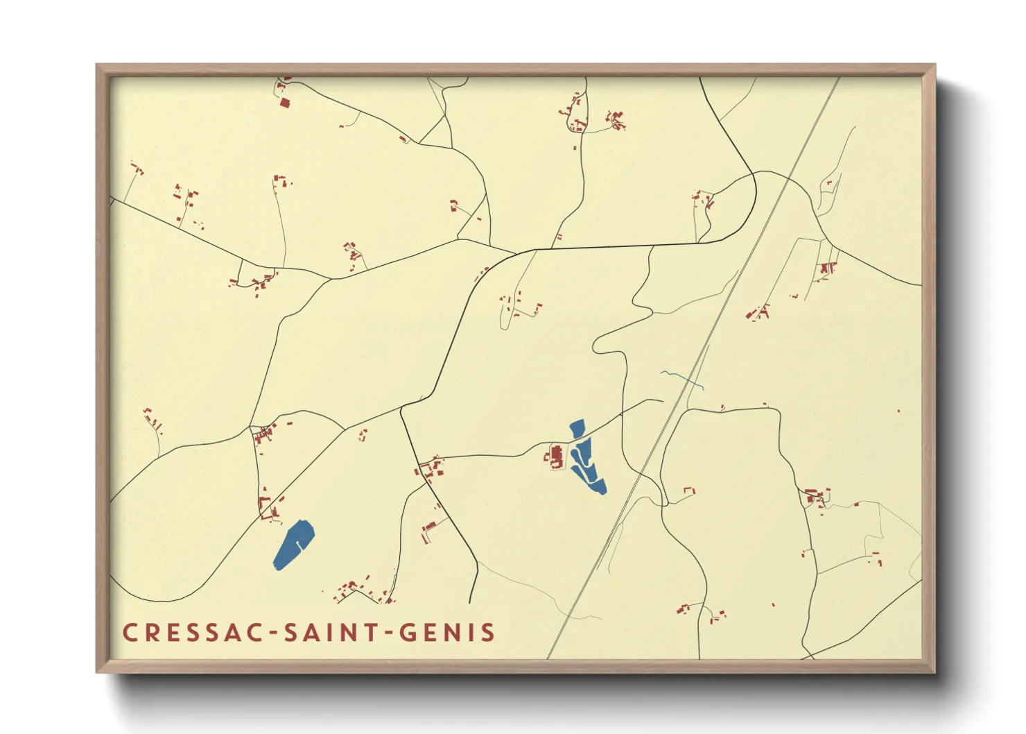 Une affiche de carte sur Cressac-Saint-Genis