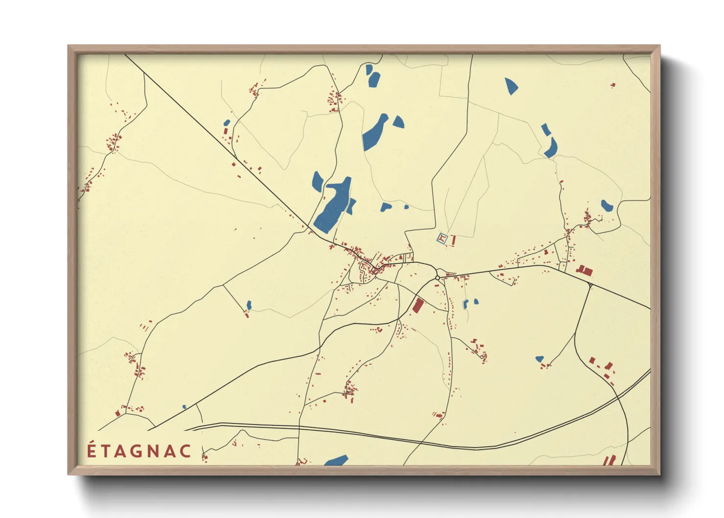 Une affiche de carte sur Étagnac