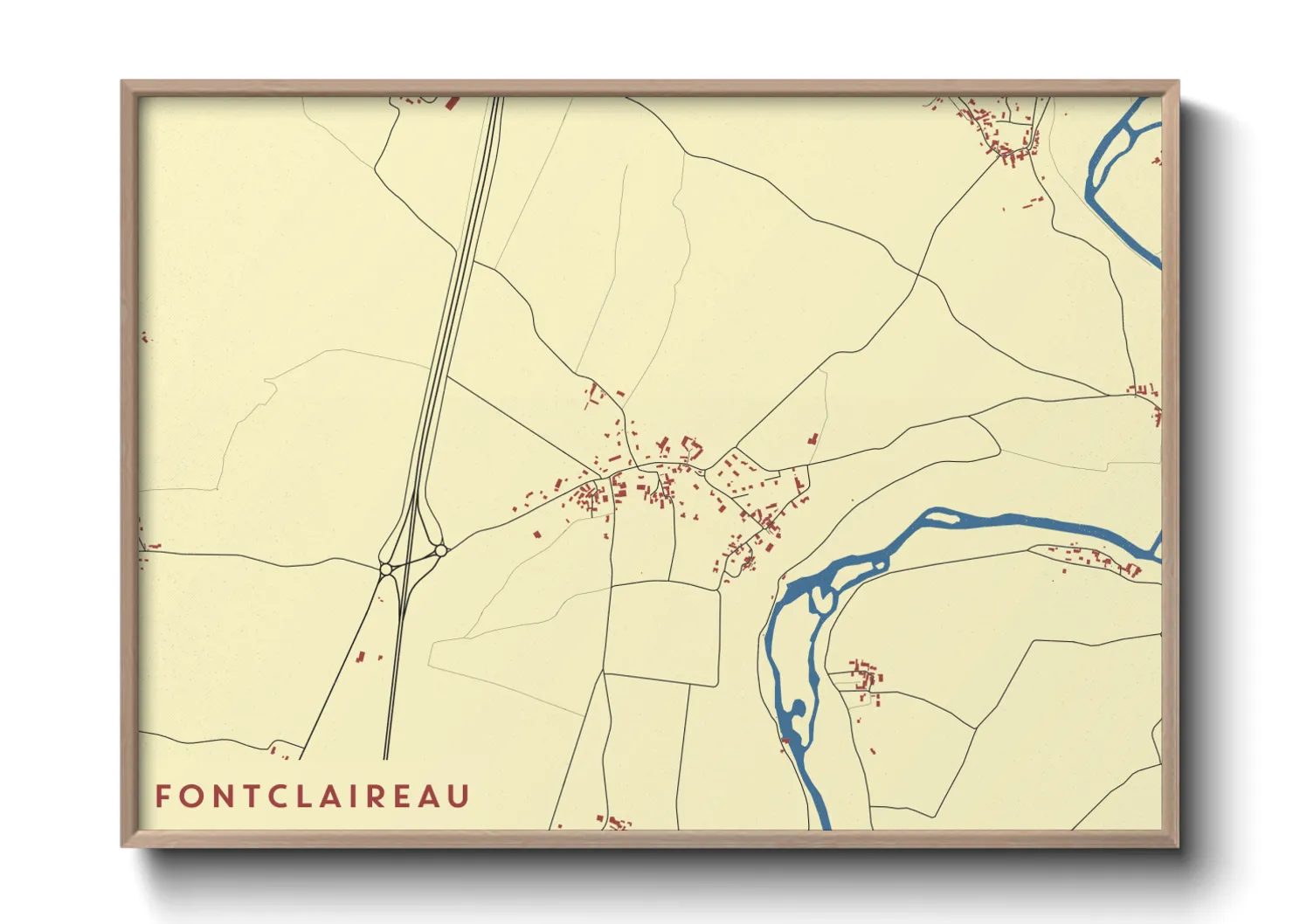 Une affiche de carte sur Fontclaireau
