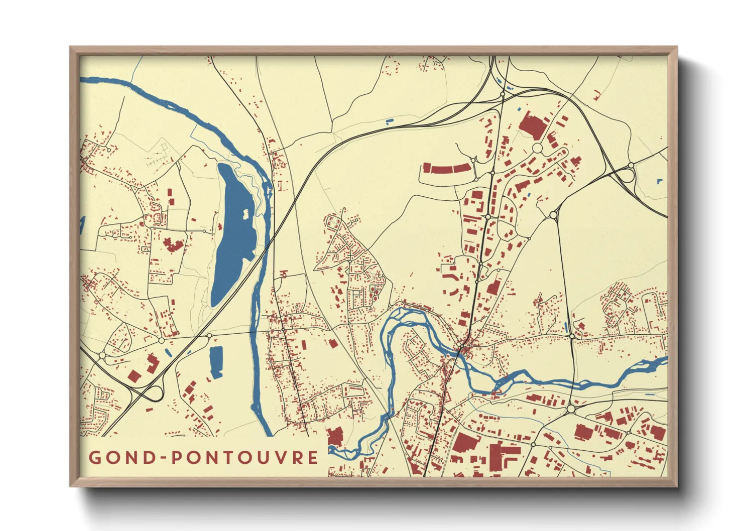 Une affiche de carte sur Gond-Pontouvre