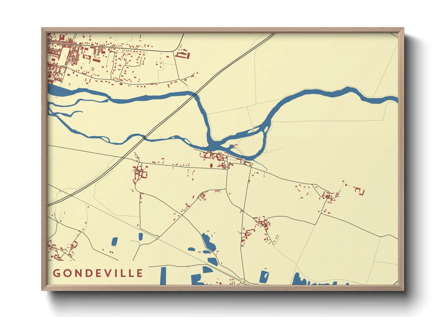 Une affiche de carte sur Gondeville