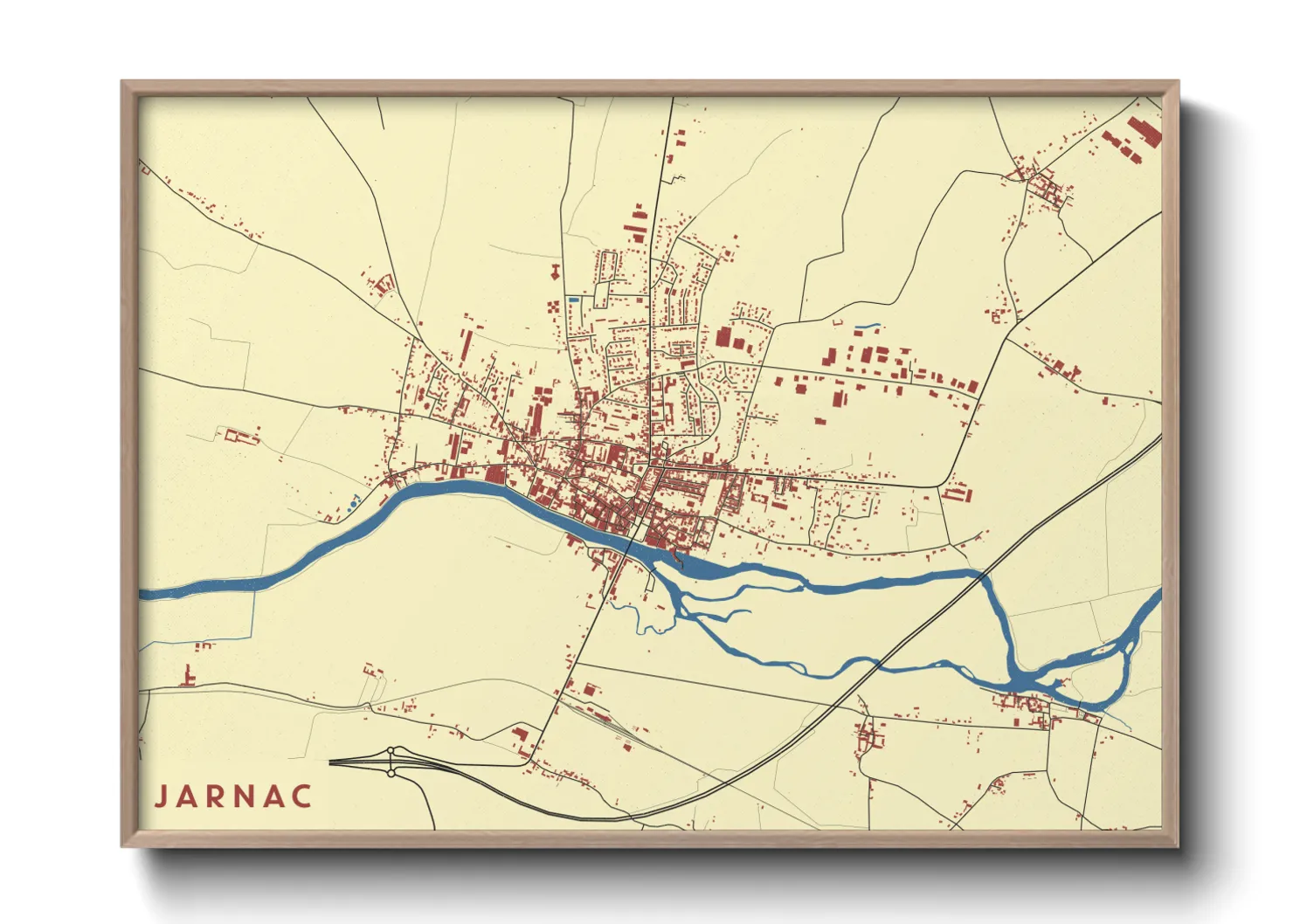 Une affiche de carte sur Jarnac