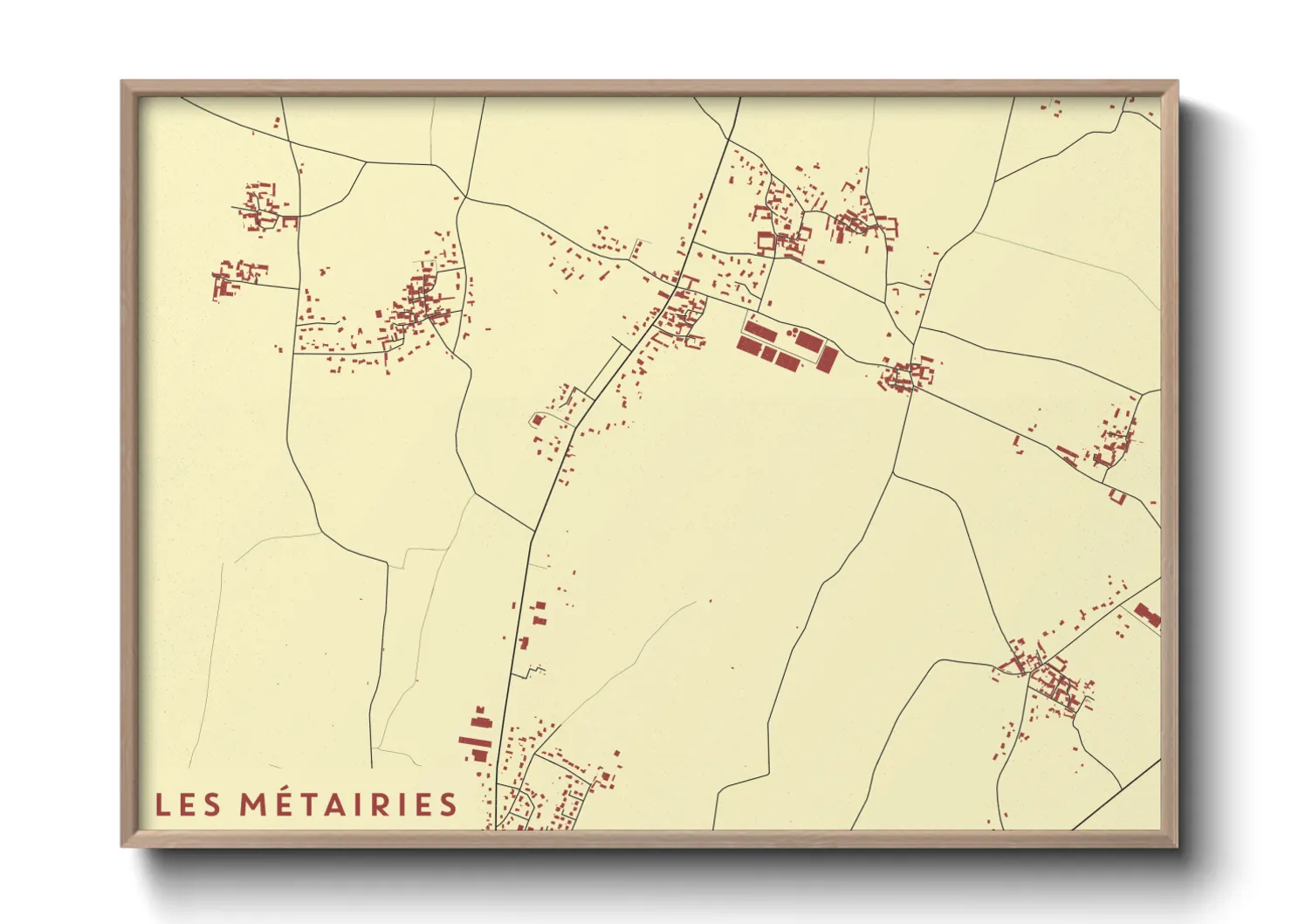 Une affiche de carte sur Les Métairies