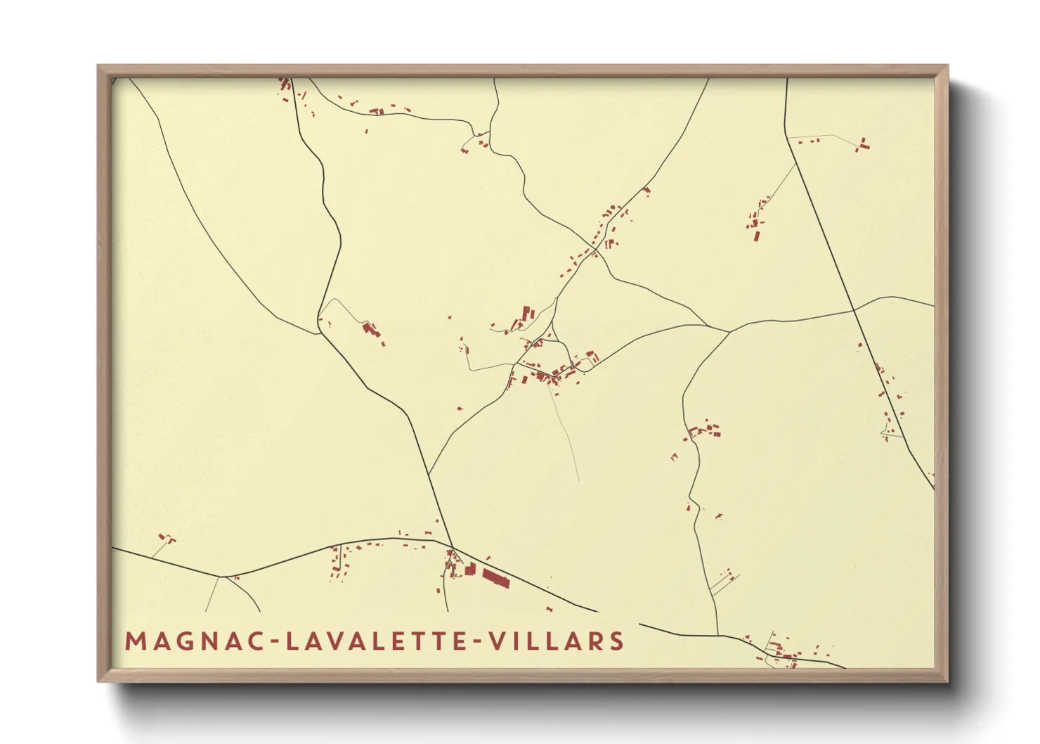 Une affiche de carte sur Magnac-Lavalette-Villars